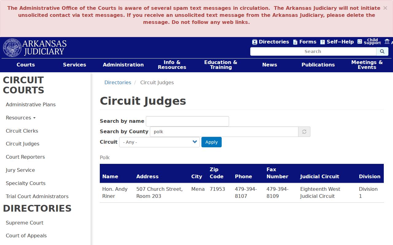 Polk County warrant records circuit court directory